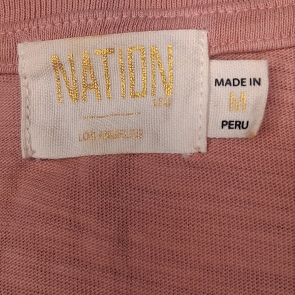 Nation LTD Kacy Combo Dress Pink Glaze Short Smocked Designer Boho Summer Size M - Picture 5 of 15